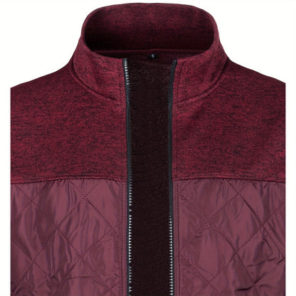 Men's Knitted Cardigan Jacket, Autumn Winter Casual Stand Collar Full Zip Coat, Long Sleeve Regular Fit Jacket