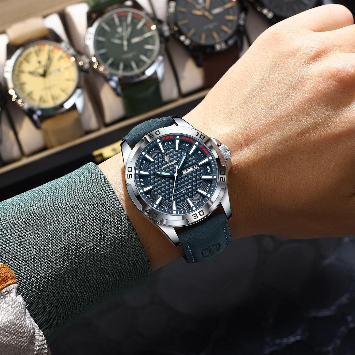 Men's Quartz Watch with PU Leather Strap, Casual Elegant Style