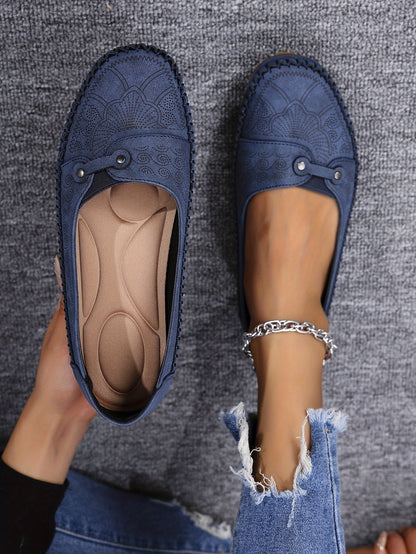 Large Size Trendy Retro Lightweight Metal Buckle Decorative Comfortable Soft Versatile Women's Flat Slip-On Shoes
