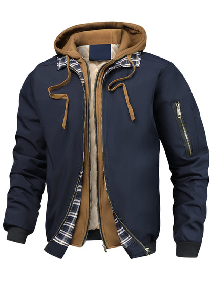 Men's Preppy Hooded Jacket Casual Spring Autumn Outerwear
