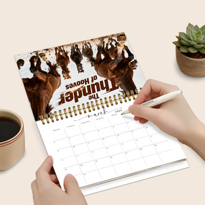 2026 Horse-Themed Wall & Desk Calendar with 12 Galloping Horse Scenes - A5 Spiral Bound Planner, Monthly View with Ample Writing Space, HD Double-Sided Photos for equestrian Gift, for home/Office Decor (January-December 2026)