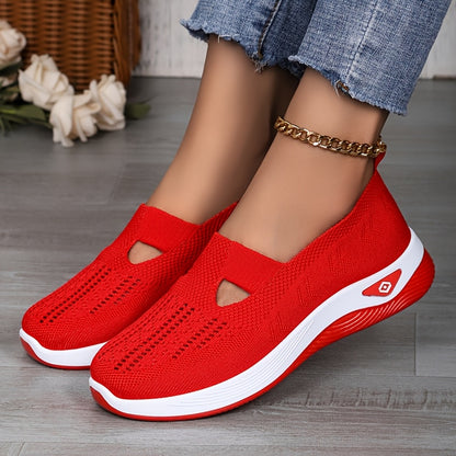 Women’s Lightweight Knit Sneakers with Cut-Out Design, All-Season