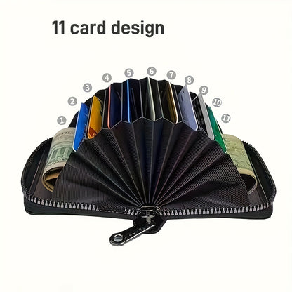 1pc Men'S Casual Faux Leather Wallet & Business Card Case, Black, Universal, PU Material, Smooth, Durable, Multi-Purpose, Large Capacity, with Multi-Card Slot, ID Card Bag, Zipper Pocket, Stylish, Safe, Anti-Degaussing, for D