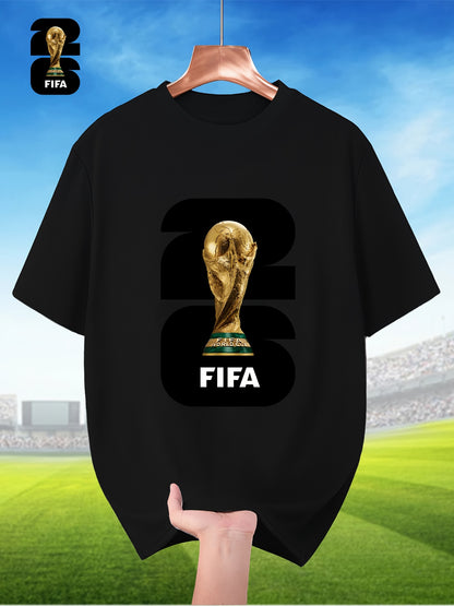 Men's Breathable Summer T-Shirt with FIFA World Cup Print