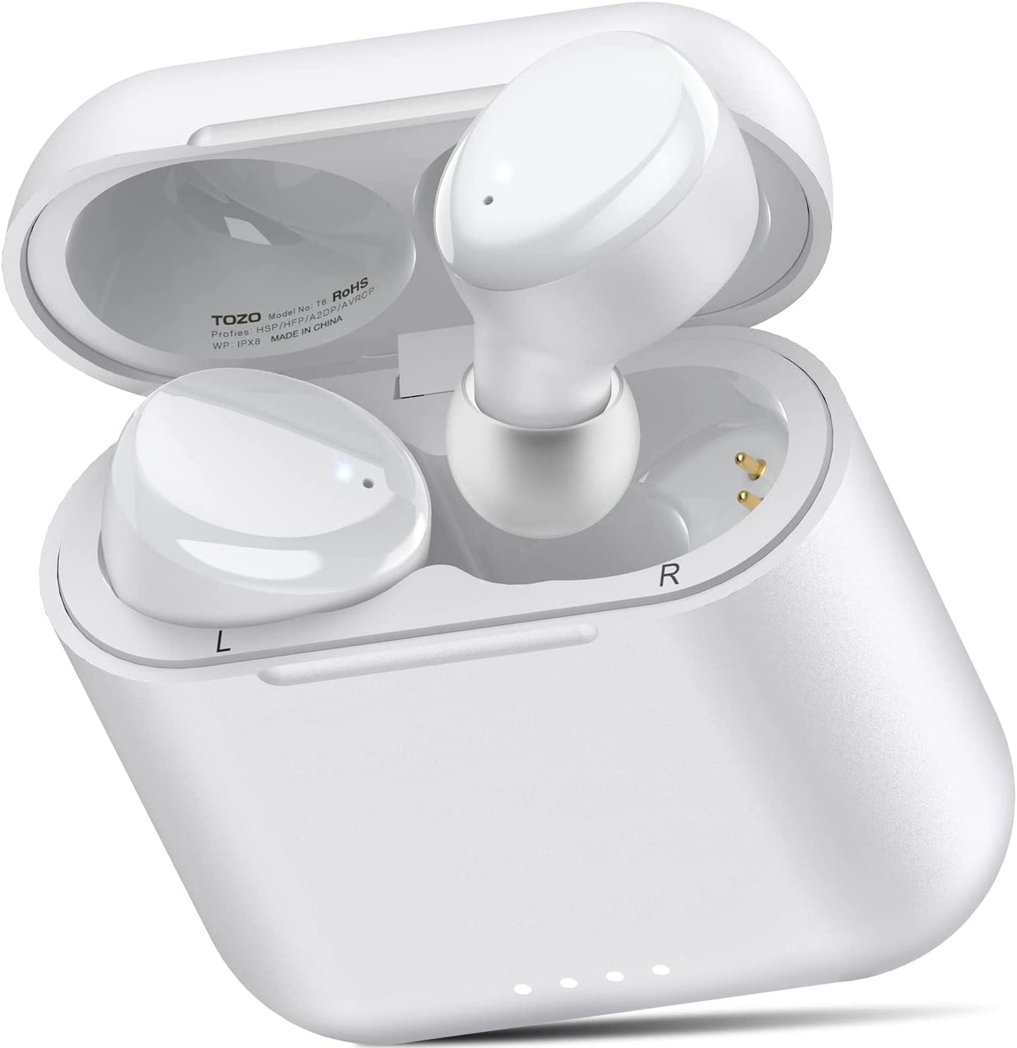 TOZO T6 True Wireless Earbuds Bluetooth 5.3 Headphones 45H Long Playtime, Wireless Charging Case, IPX8 Waterproof Stereo Earphones, Built-In Mic Calls, Headset Premium Deep Bass 32 Preset Eqs via APP