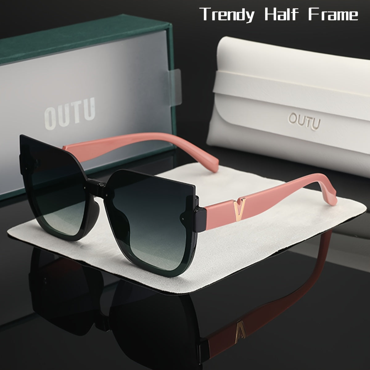 Trendy Semi-Rimless Cat-Eye Women's Eyewear with Polycarbonate Frame