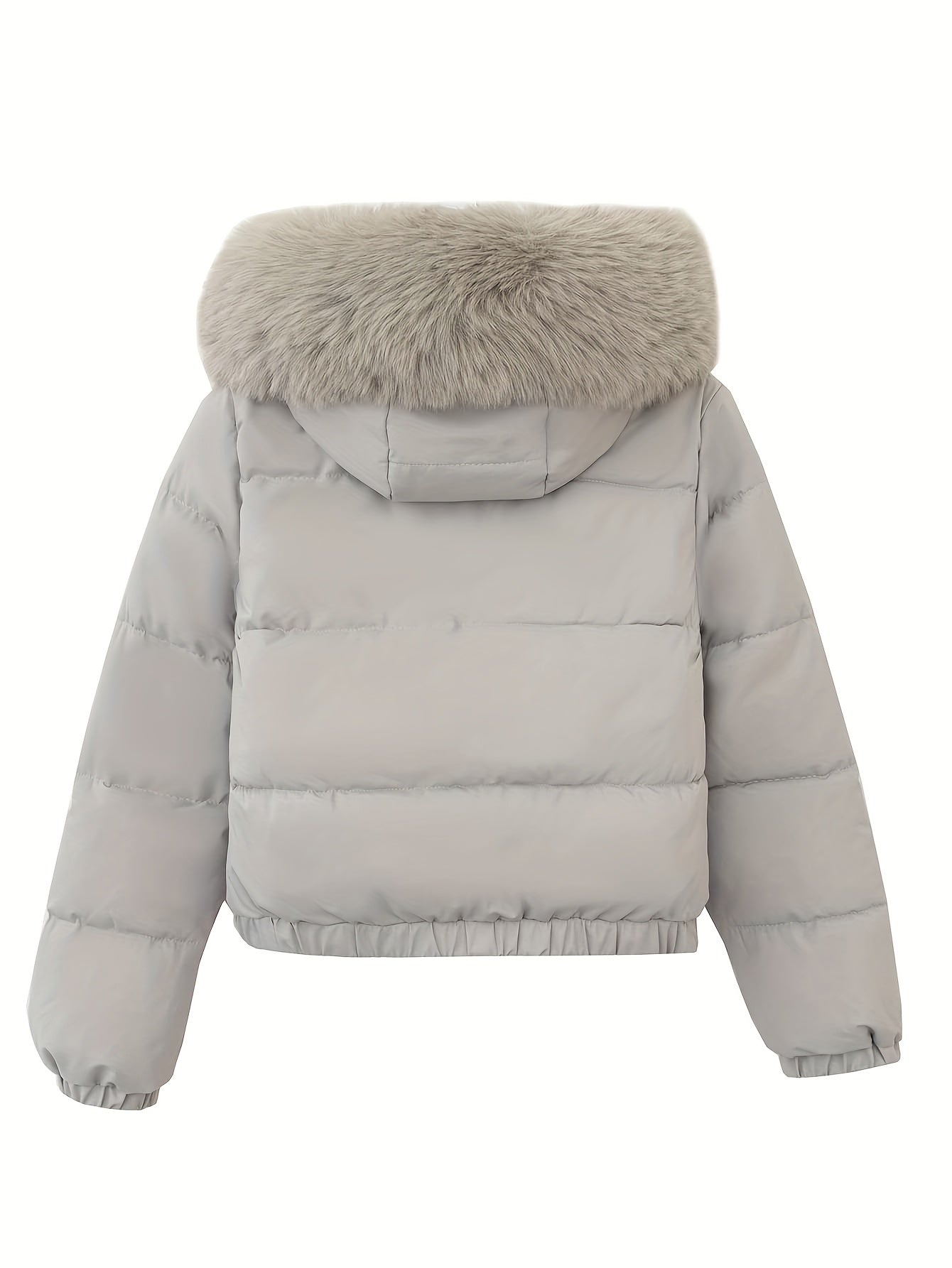 Women'S Winter Coat with Removable Faux Fur Hood - Thickened Loose Fit Long Sleeve Jacket, Zippered Pockets & Button Front, Casual Solid Color Outerwear for Cold Weather, Cozy Warmth, Buttoned Closure, Durable Fabric