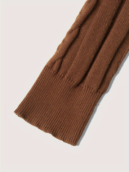 Men's Mature Slim-Fit High-Neck Long-Sleeve Sweater, Casual Ribbed Knit Pullover Solid Color Sweater, Men's Winter Clothing, Men's Sweater, Christmas Sweater, Men's Christmas Sweater, Winter Men's Apparel, New Year's Apparel,