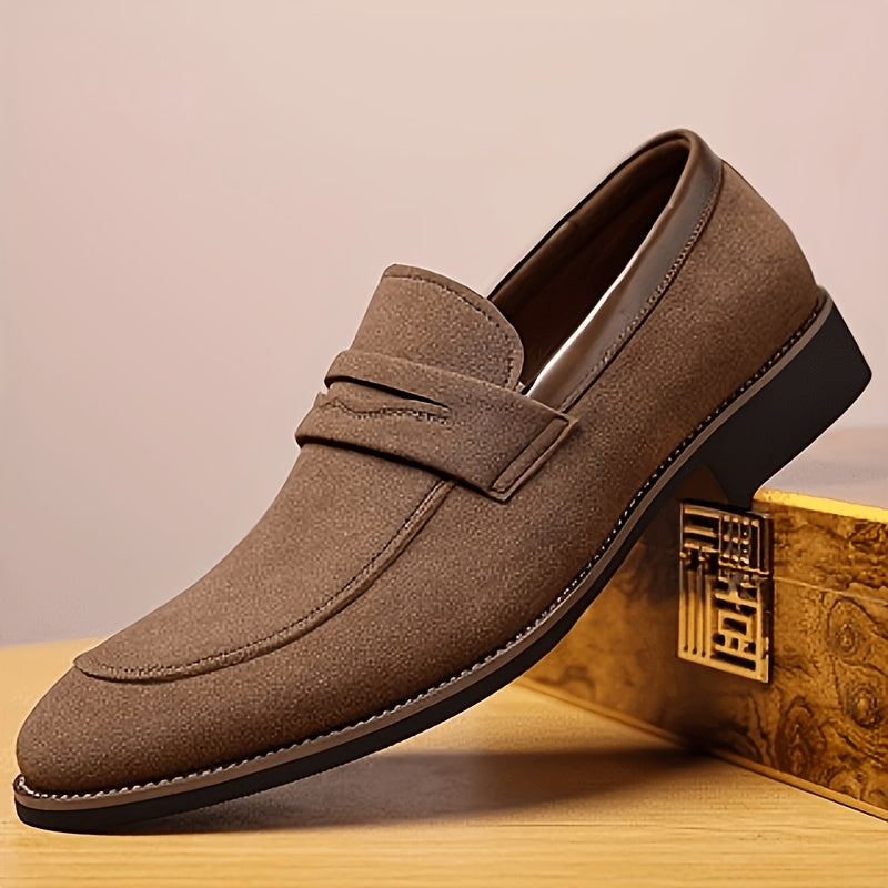 Classic Matte PU Loafers with Low Heel and Round Toe