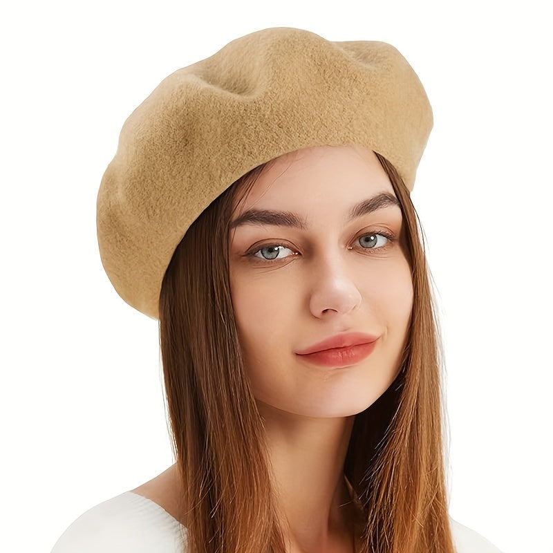 Classic Faux Leather Beret for Autumn and Winter Fashion
