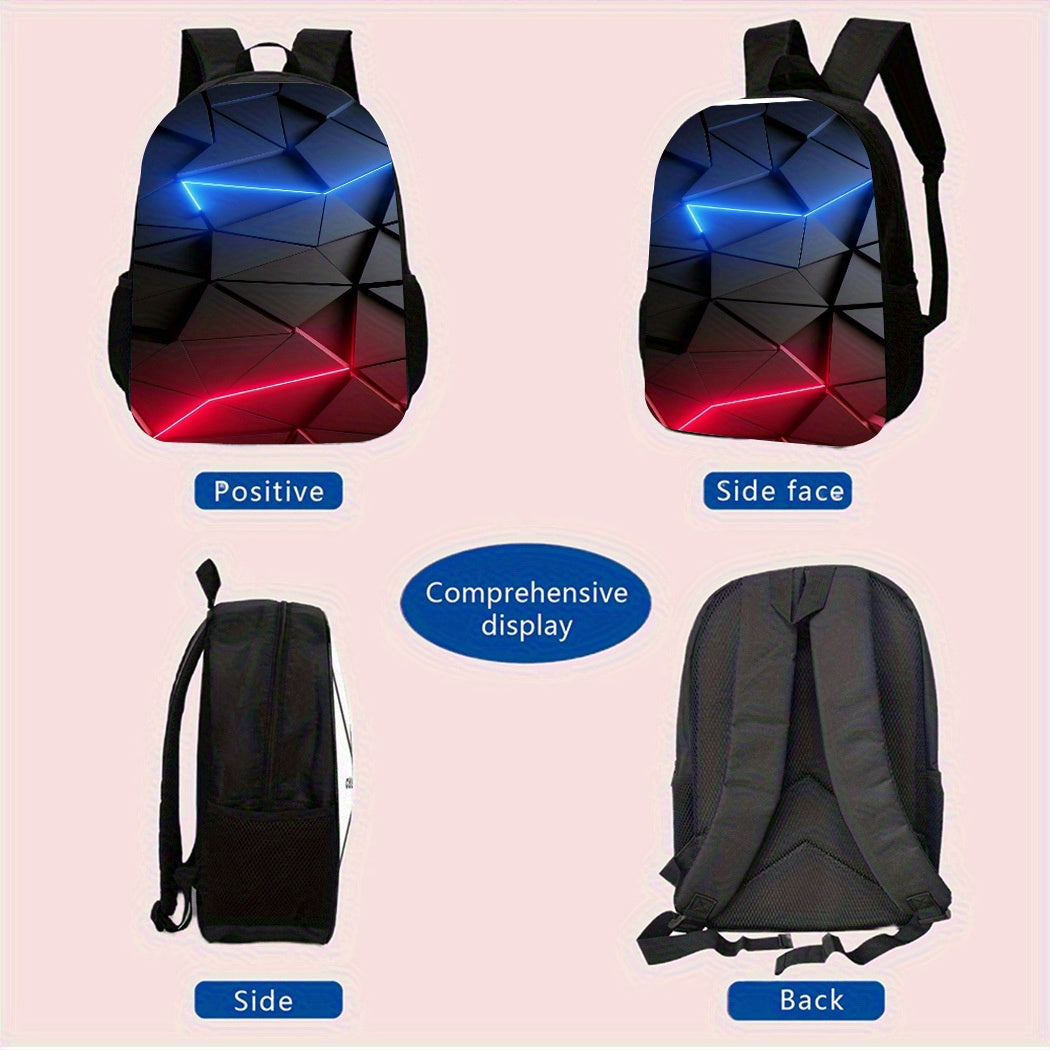 3pcs Gamer Large Capacity Lightweight Nylon Daypack with Lunch Bag  Pencil Case, Perfect for, Travel, or Daily Commute, Great Birthday or Holiday Gift, Backpack for Travel