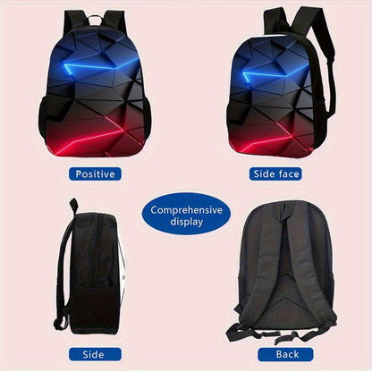3pcs Gamer Large Capacity Lightweight Nylon Daypack with Lunch Bag  Pencil Case, Perfect for, Travel, or Daily Commute, Great Birthday or Holiday Gift, Backpack for Travel