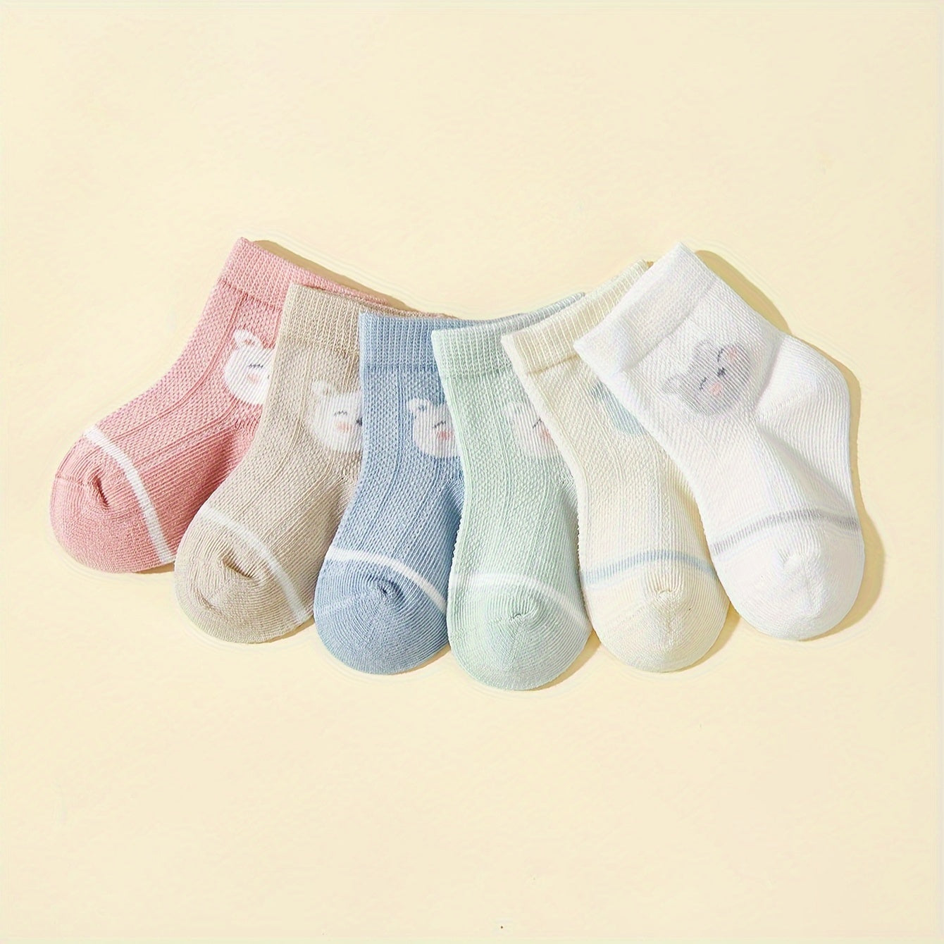 6 Pairs Of Baby Girl's Cotton Blend Adorable Animals Pattern Crew Socks, Comfy Breathable Casual Soft & Elastic Socks For Infant's Indoor Outdoor Activities