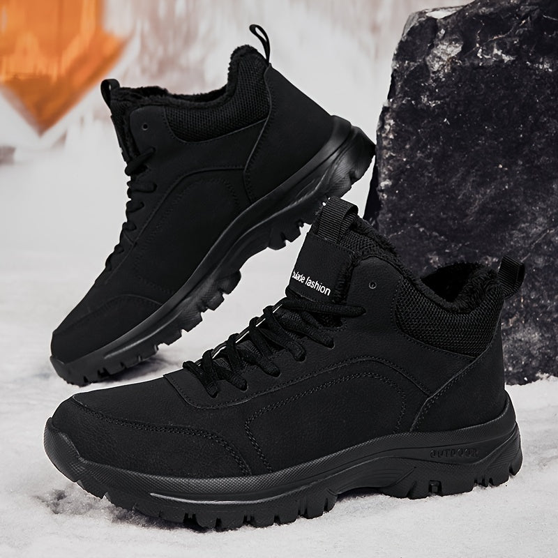 Men's Winter High-Top Footwear - Thick Insulation for Cold Protection, Comfortable Hiking and Walking Shoes