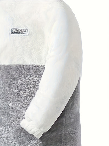 Տղամարդու երկկողմանի բրդյա ծածկույթով հաստ բաճկոն՝ առօրյա կանգնած օձիքով՝ տառերի տպագրությամբ, սովորական չափսերով, գրպաններով, պոլիեսթերային լցոնով, բազմակողմանի աշուն/ձմեռ համար, ձմեռային բաճկոն