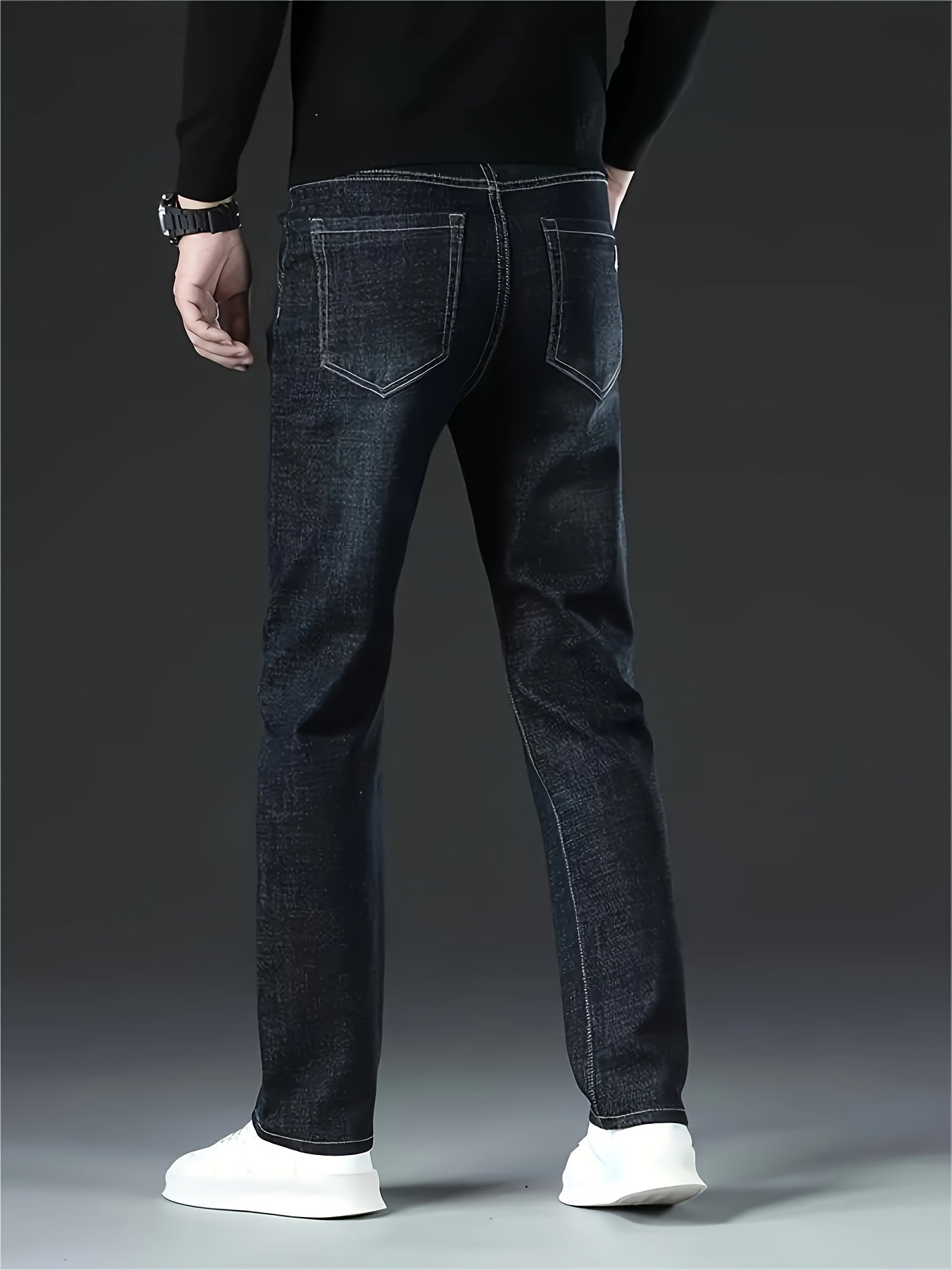 Four Seasons Regular Men's Jeans New Business Trendy Straight Jeans Fashionable Versatile Men's Elastic Jeans Very Suitable for Daily Outdoor Casual Wear Comfortable Classic Design