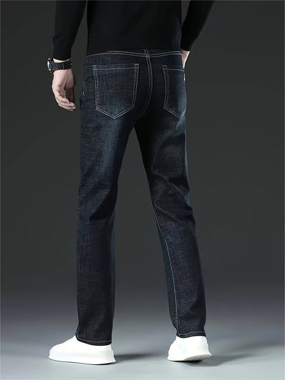 Four Seasons Regular Men's Jeans New Business Trendy Straight Jeans Fashionable Versatile Men's Elastic Jeans Very Suitable for Daily Outdoor Casual Wear Comfortable Classic Design