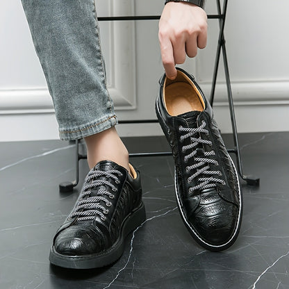 Men's Glossy Embossed PU Sneakers for Casual & Work