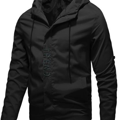Men's Casual Hooded Jacket, Chic Zip Up Cargo Jacket For Spring Fall Outdoor Activities