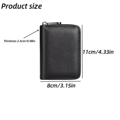 1pc Men'S Casual Faux Leather Wallet & Business Card Case, Black, Universal, PU Material, Smooth, Durable, Multi-Purpose, Large Capacity, with Multi-Card Slot, ID Card Bag, Zipper Pocket, Stylish, Safe, Anti-Degaussing, for D