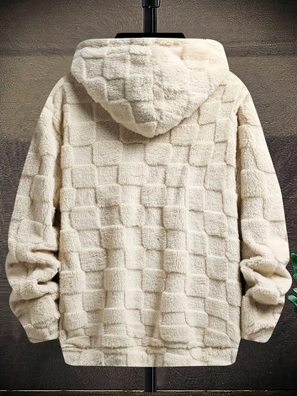 1pc Men Long Sleeve Jacquard Hooded Sweatshirt, Casual Casual Attire