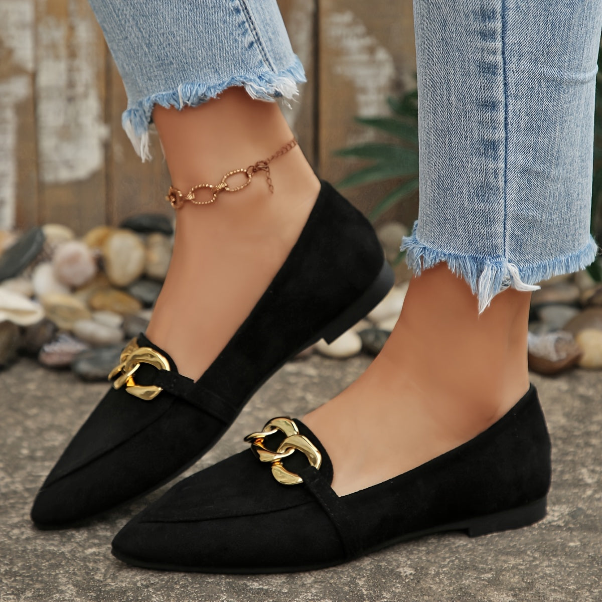 Women's Pointed Toe Slip-On Penny Loafers - Lightweight Fabric Flats