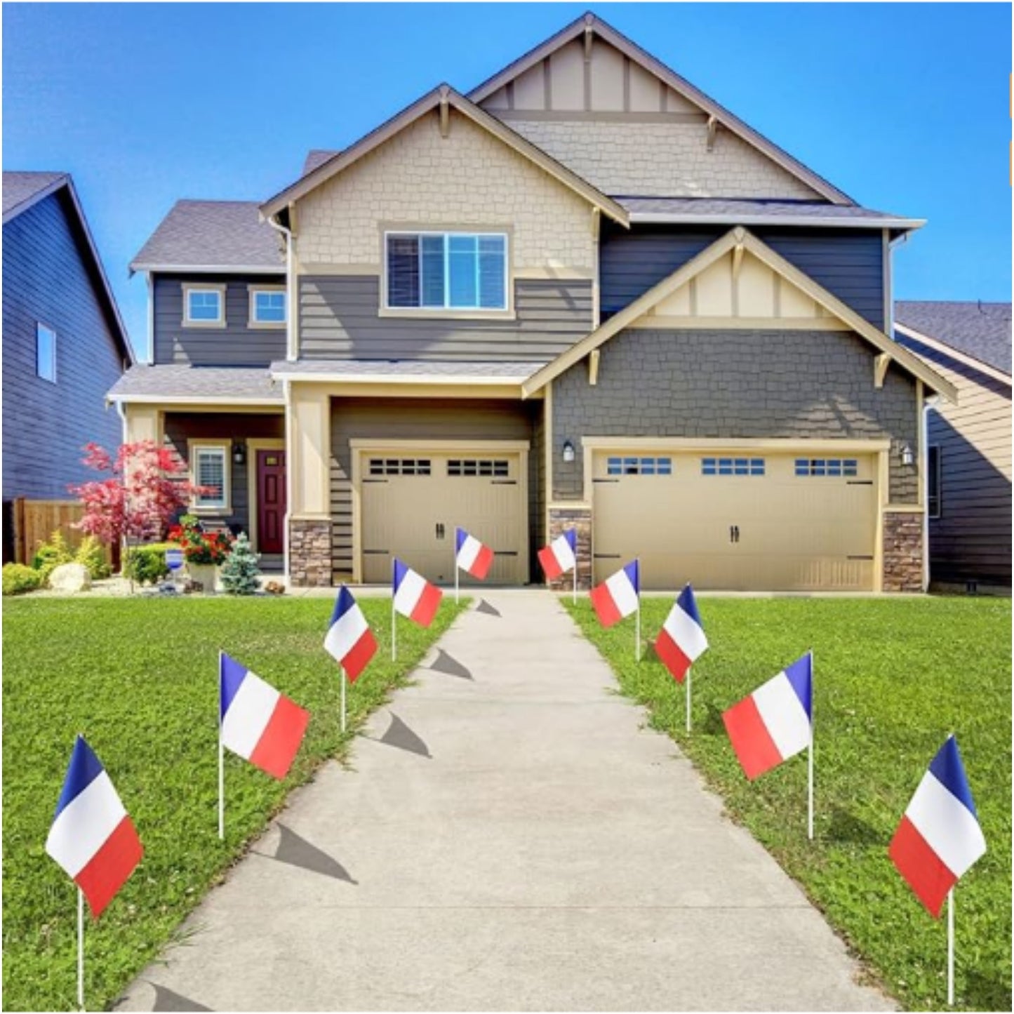 French Hand-Waving Flags 12/6 Pack for Sports & Party Decor