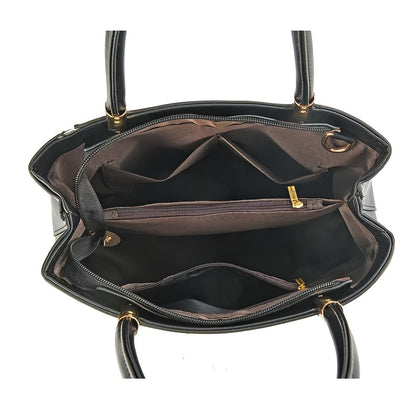 Elegant PU Leather Letter Tote with Adjustable Strap for Women