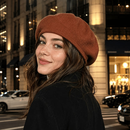 Womens Lightweight French Beret Hat Soft Elastic Knit Cap