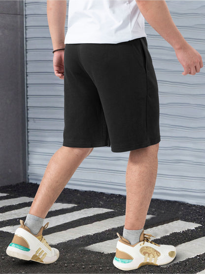 Men's Lightweight Cotton-Blend Casual Shorts with "MILANO ITALY" Print, Elastic Waistband & Drawstring, Side Pockets, Perfect for Spring & Summer Outdoor Activities, Fitness, and Vacations