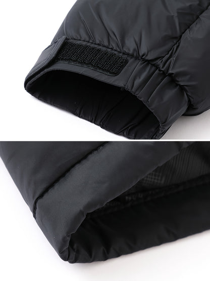 Men'S Winter Warm Jacket - Stylish Black Stand Collar with "CONTRIBUTING" Lettering, Long Sleeve, Zip-Up, Polyester Fleece Lined, Casual Outdoor Sportswear, Winter Jacket, Men, Men'S Business Coat, Men'S Outer Winter, Winter