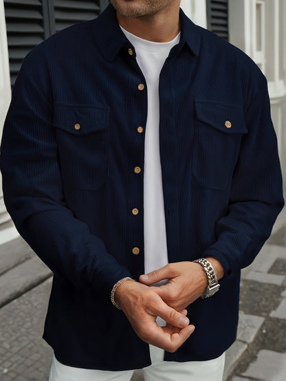 Men'S Long-Sleeve Business Casual Shirt in Lightweight Fabric for Spring And Summer, Featuring a Wrinkle-Resistant And Easy-Care Design.