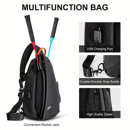 Men'S Casual Sling Bag - Trendy Black Crossbody with Adjustable Strap, Multiple Compartments for Travel, School  Daily Use, Lightweight  Stylish Design, Travel Bag