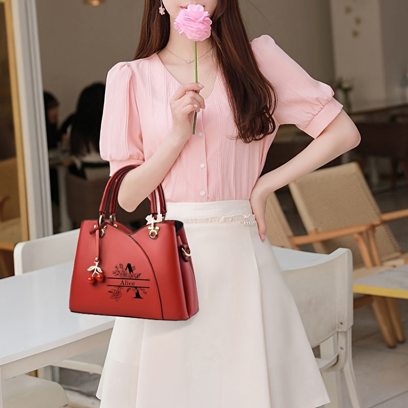 Personalized Large 26-Letter Elegant Tote Bag with Tassel