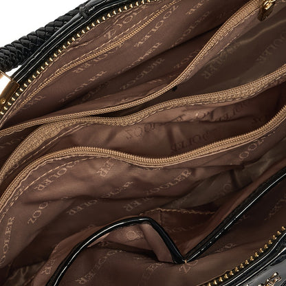 Elegant Women's Genuine Leather Tote Bag with Detachable Strap
