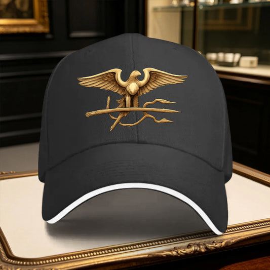 Adjustable Eagle Trident Print Sports Cap for Men – Lightweight Polyes