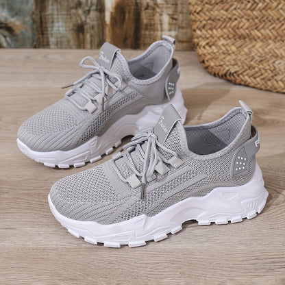 Women's Casual Lace-Up Sneakers - Lightweight All-Season Fabric Shoes