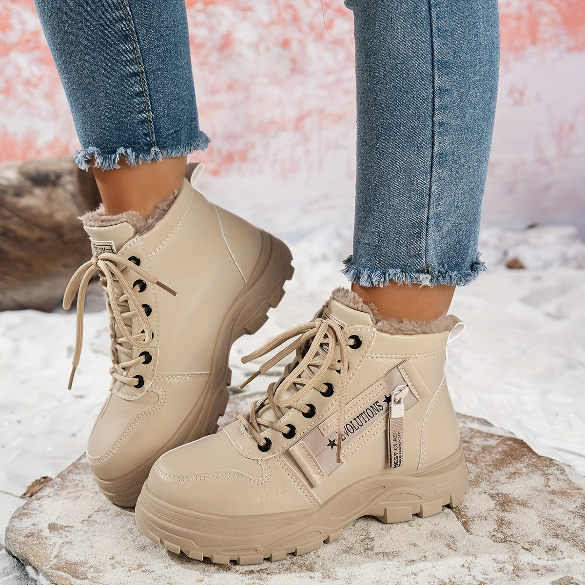 Կանացի ձմեռային ձնագնացքներ - Տաք երեսպատված, չսահող, բարձրակրունկ արտաքին ցանկացած առիթի համար կոշիկներ, ռիբավորված մեղմացնող ներդիրով, սև, իդեալական են ցուրտ եղանակի համար, ձմեռային կոշիկներ | Ոճային ձմեռային կոշիկներ | Դիմացկուն կոշիկներ