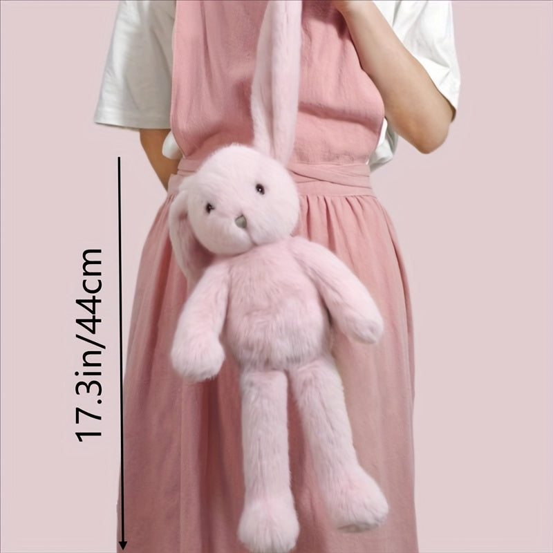 44 սմ/17.3 դյույմ խելոք երկարականջ վարդագույն կոնֆետ-ճագար, ականջներով փափուկ խաղալիք, փափուկ փափուկ մուլտֆիլմային նապաստակի տիկնիկ, Զատկական նապաստակի տիկնիկ, Զատկի նվեր, Սուրբ Վալենտինի օրվա նվեր, Սուրբ Ծննդյան նվեր