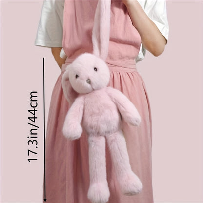 44 սմ/17.3 դյույմ խելոք երկարականջ վարդագույն կոնֆետ-ճագար, ականջներով փափուկ խաղալիք, փափուկ փափուկ մուլտֆիլմային նապաստակի տիկնիկ, Զատկական նապաստակի տիկնիկ, Զատկի նվեր, Սուրբ Վալենտինի օրվա նվեր, Սուրբ Ծննդյան նվեր