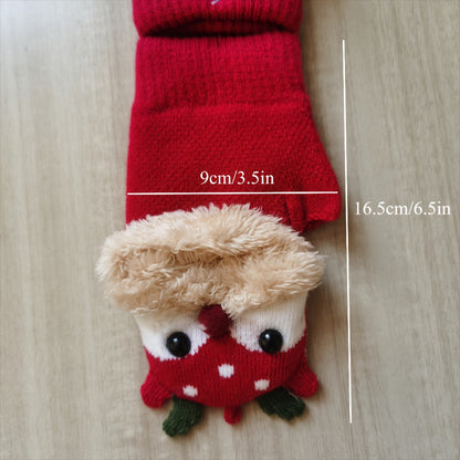 Կանացի Սուրբ Ծննդյան եղջերուի տեսքով շրջվող ձեռնոցներ - հաստ տաք ձմեռային ձեռնոցներ տոնական ձյան փաթիլի և եղջերուի նախշերով, ոչ առաձգական՝ ներսի/դրսի օգտագործման համար, ձեռքով լվացման/քիմմաքրման, տոնական արտաքին հագուստի համար, տաք գործվածք