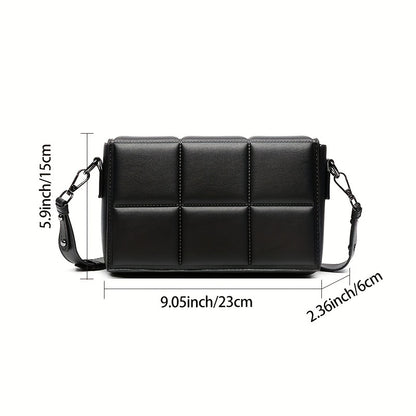 caivektine Men's Stylish Black Crossbody Bag - Adjustable Strap, Quilted Grid Design, Casual Business Shoulder Bag for Everyday Outings, Casual Business Bag   Sleek Modern Bag   Adjustable Strap Bag, Small Crossbody Bag