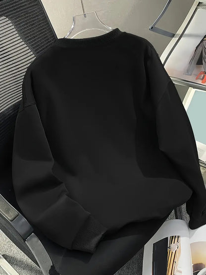 Men's Happy New Year 2026 Print Round Neck Sweater - Casual Long Sleeve Pullover with Chinese/English Lettering, Machine Washable Winter Sweaters for Parties, Daily Wear & New Year Gifts (Happy 2026 Design)