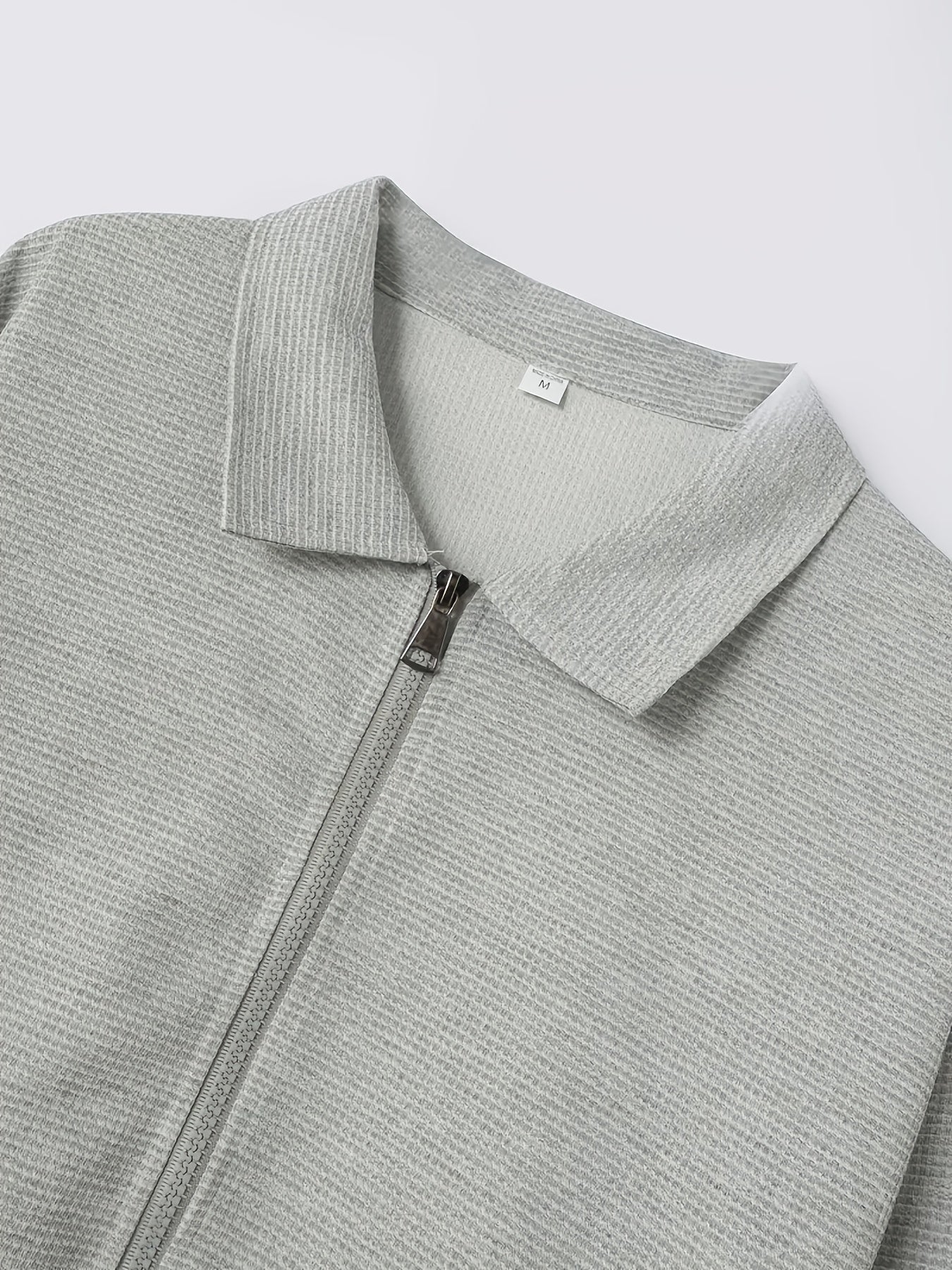 Men'S Lightweight Waffle Knit Long Sleeve Zip-Up Jacket - Breathable Golf & Running Top with Pockets, Casual Sporty Design for Outdoor Activities, Spring/Fall, Golf Jacket, Active Lifestyle Apparel, Classic Collar Style, Dura