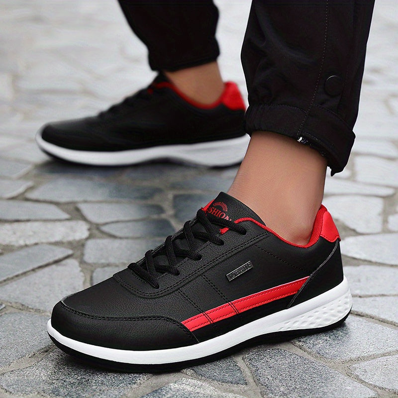 Casual Sneakers| VanWeir Men's Fashion Sneakers - Casual Lace-Up Shoes with PU Upper & MD Sole, Comfortable Fabric Insole, Versatile for All Seasons, Navy Blue with White & Orange Accents, VANWEIR