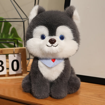 25cm/9.84in Cute Cartoon Husky Dog Plush Toy, Super Soft Stuffed Animal, Perfect Cuddly Gift for Boys and Girls, Birthday Party or Holiday Home Decor