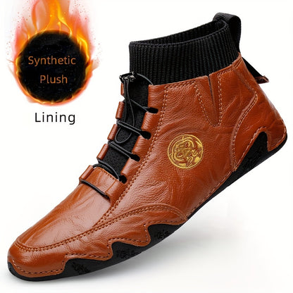 Men's Casual Lace-Up Ankle Boots in Split Leather
