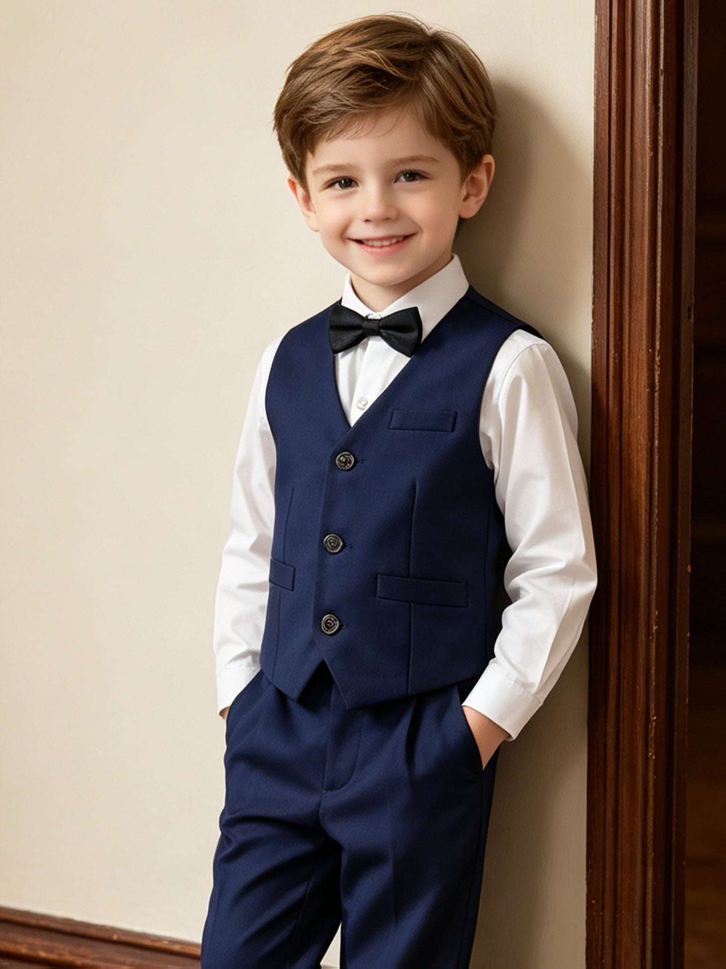 Boys' Gentleman's Vest Set with Pants and Bow Tie, Classic Style