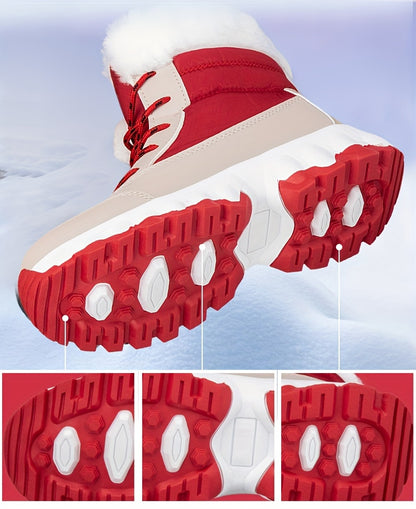 Winter velvet warm Men's and Women's shoes, thick snow boots, outdoor anti slip large size high top shoes