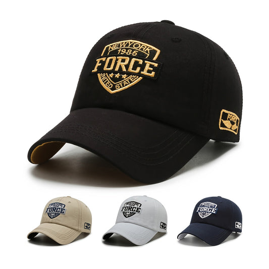 Vintage NY 1880 Force Baseball Cap - Breathable, Sun Protection Hat for Hiking & Travel, Available in Black, Olive Green, Beige, Dark Grey, Camping Gear